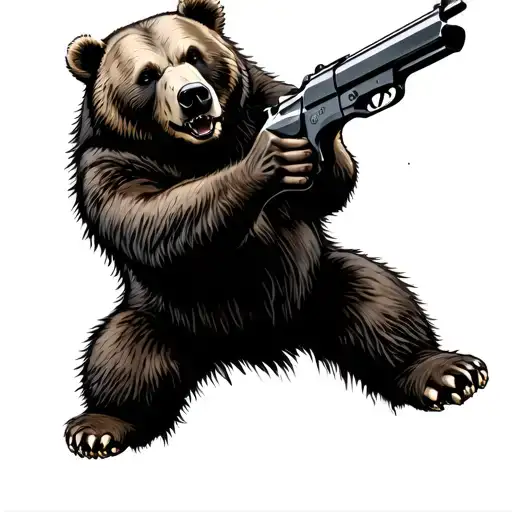 Bear Shooting Guns Up In The Air