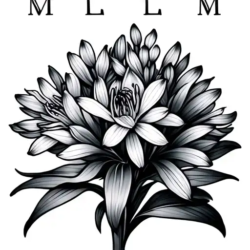 Fine Line Tattoo Using Initials M L M Agapanthus