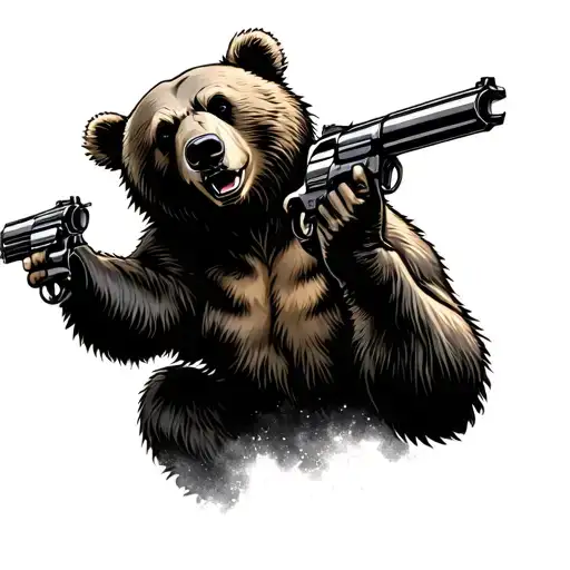 Bear Shooting Guns Straight Up In The Air