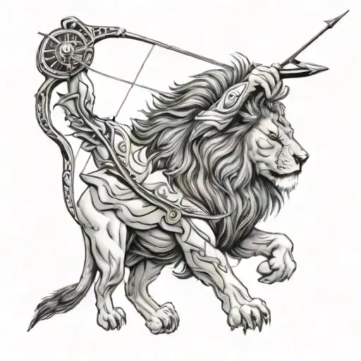 Lion Being Shot With Bow And Arrow