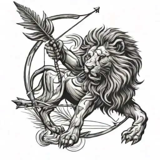 Lion Being Shot By Bow And Arrow Sagittarius