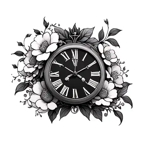 Birth Clock With Flowers And Scrolls