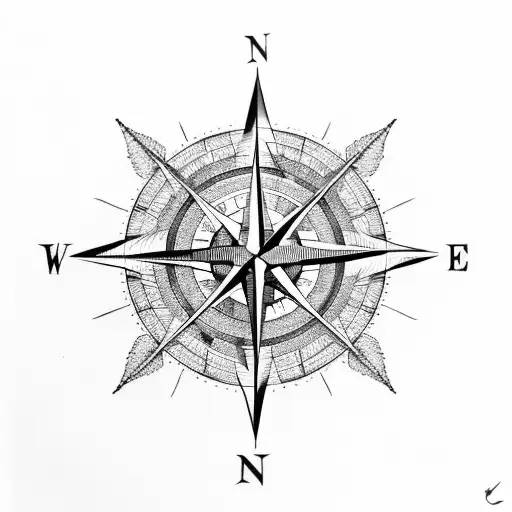 Compass With Fiery Mountains