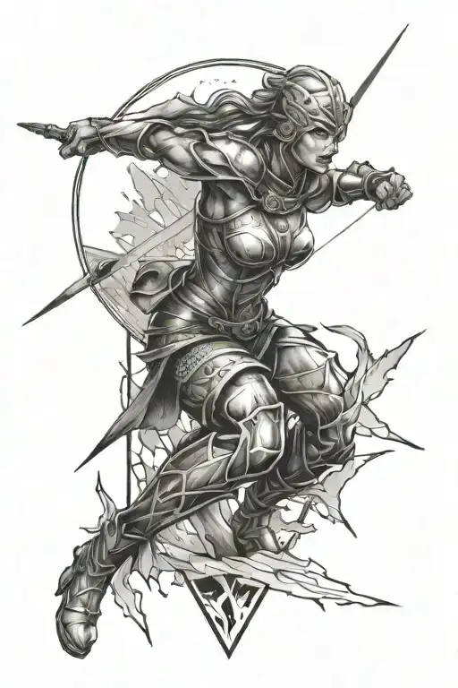 Female Warrior Breaking Through Glass
