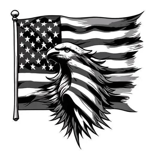 Black And White America Flag