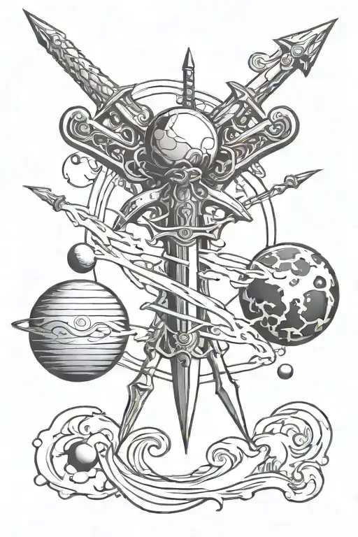 Sword And Planets Orbiting