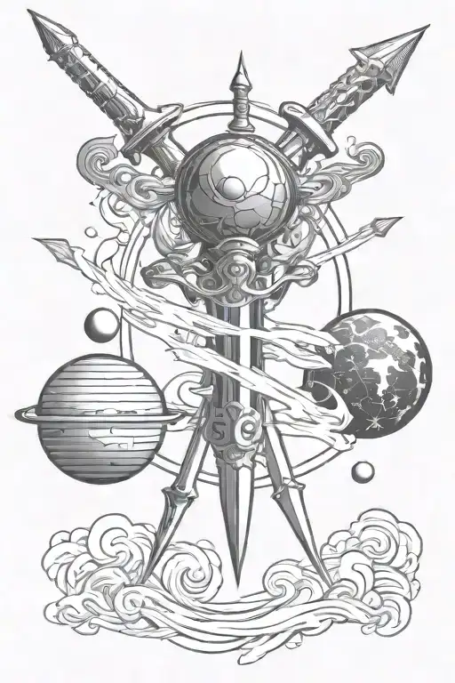 Sword And Planets Orbiting