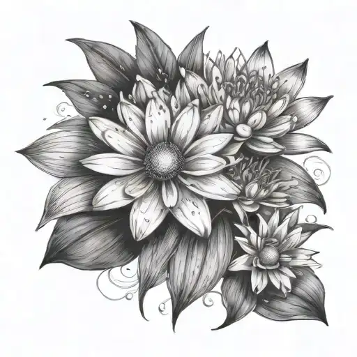 Daisy With Water Lily And Lily Of The Valley