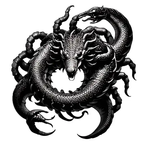 Fullback Scorpio Zodiac Sign Surrounded With Medusa Snake Intertwined Japanese Theme