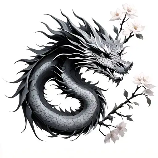 Dragon With Cherry Blossom
