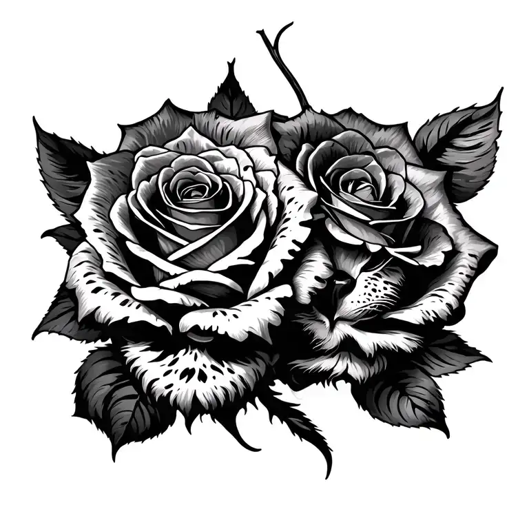 Roses Cheetah Merged Together Symbolizing