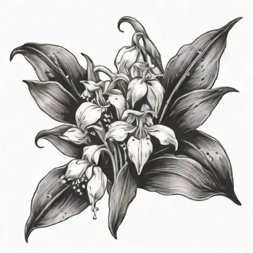 Lily Of The Valley Intertwined With Daffodil And Snow Drop