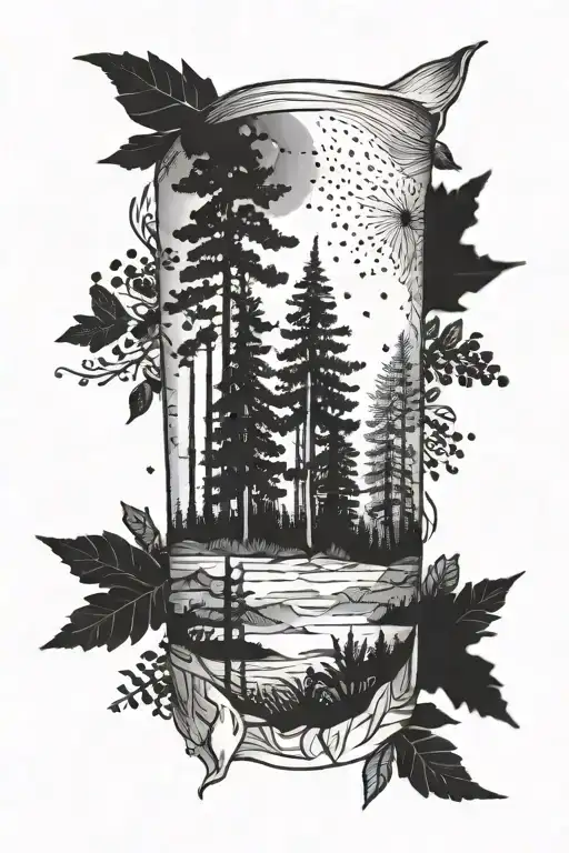 Dot Work On Wrist With A Forest Around The Forearm