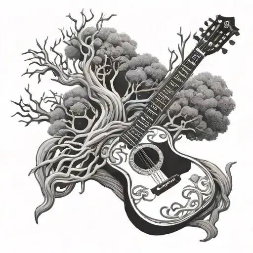 Parlour Guitar Intertwined Tree Growing