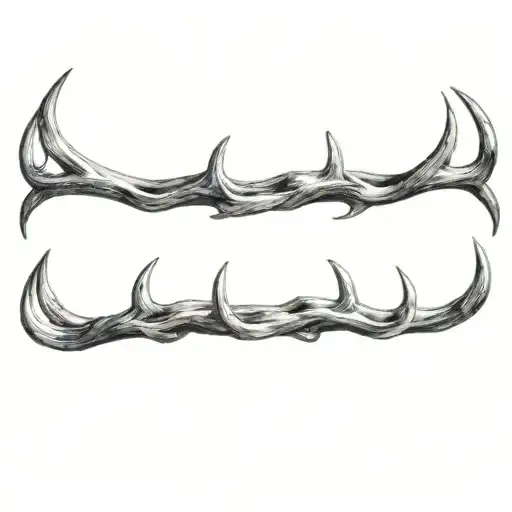 Deer Antlers Intertwined Into A Grungy Biker Bicep Band