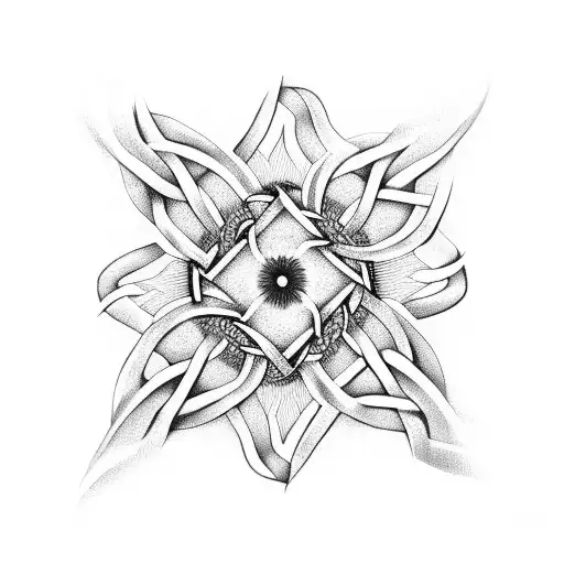 Morning Glory Flowers Entwined With Celtic Knot Patterns