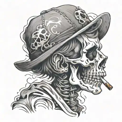 Child Smoking With Half Skeleton Face