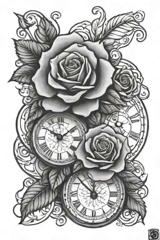 Rose And Clock Face