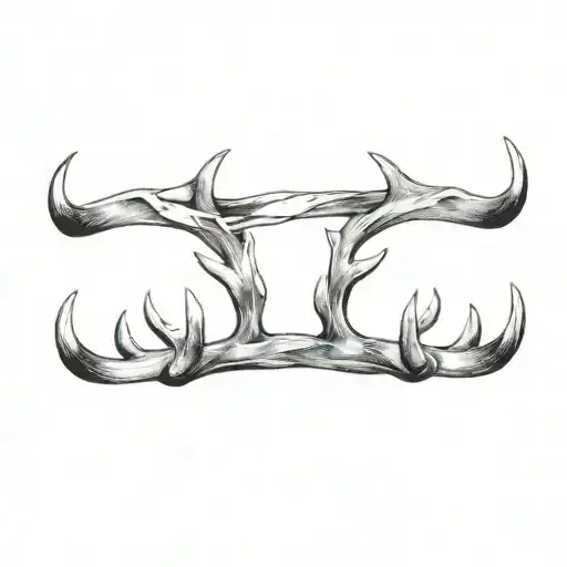 Multiple Deer Antlers Intertwined Into A Grungy Biker Bicep Band