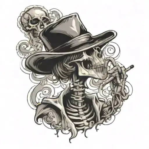 Child Smoking With Half Skeleton Face Surrounded Being Thrown Nd