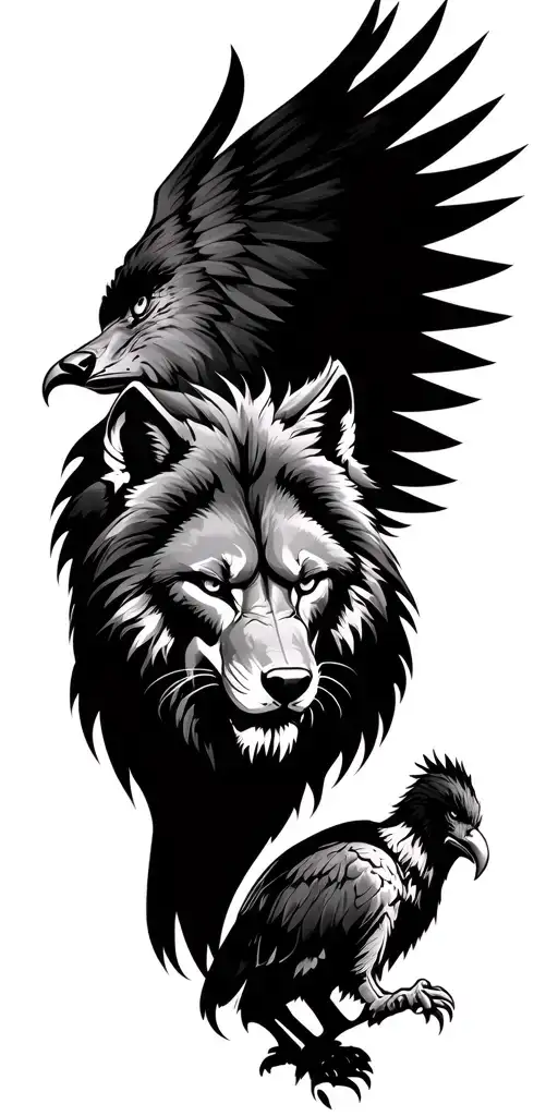 A Lion A Wolf A Eagle Angry