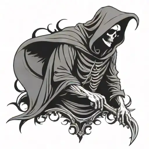 Sad Grim Reaper Silhouette Filled