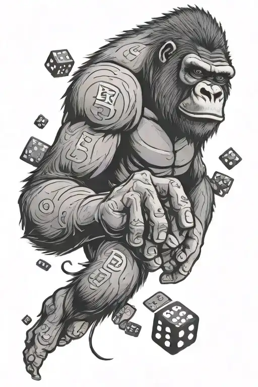 Dice Rolling Out Of A Gorilla's Hands With The Words 'Dontlikeyou' In A Black-grey