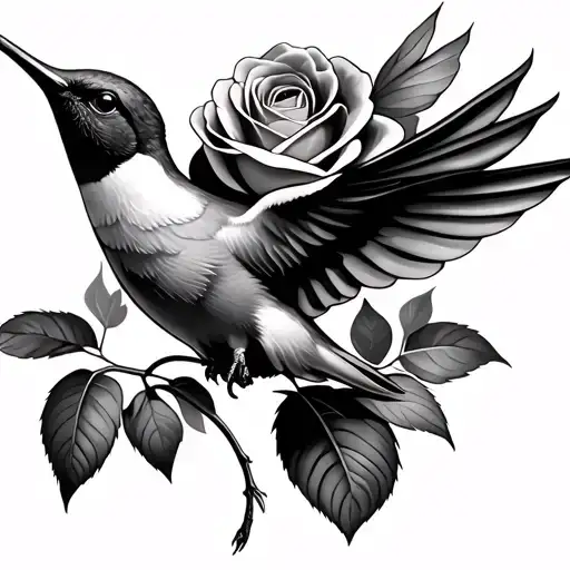 Rose Humming Bird Flying Away