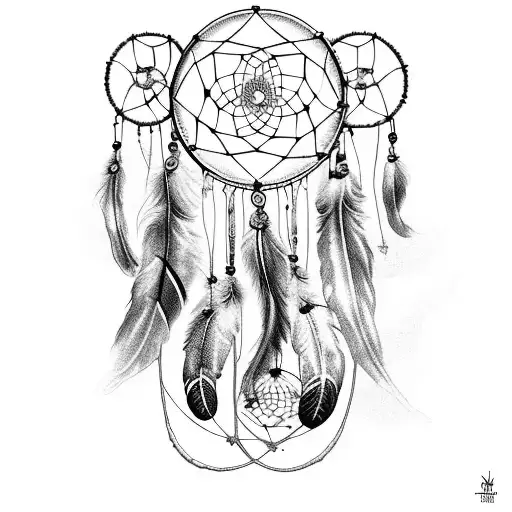 A Mystical Dreamcatcher With Intricate Floral Patterns And Dark Art Details In Black-grey Style