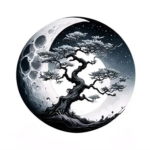 Celestial Moon With Bonsai Moon