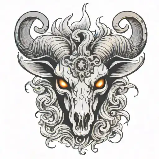 Eyes With Fire As A Ram Skull