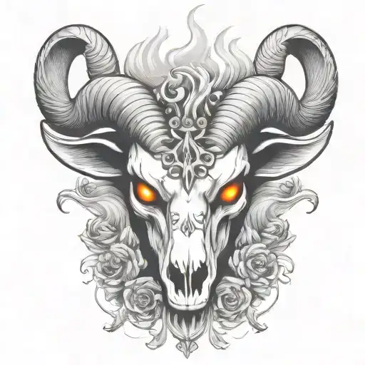 Eyes With Fire As A Ram Skull