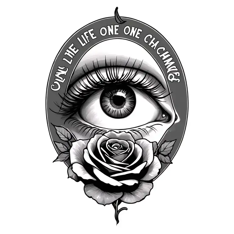 One Eye In The Middle Of One Life One Chance Writing And Two Roses Around It