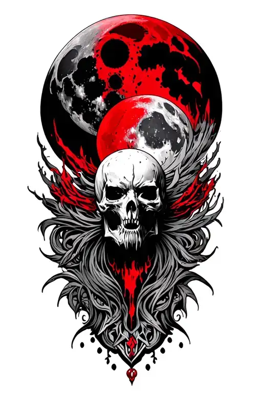 Blood Red Moon Surrounded By Patterns