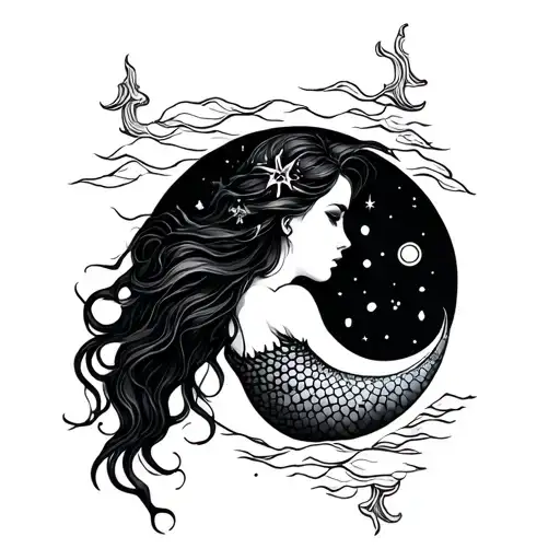 Mermaid And Moon