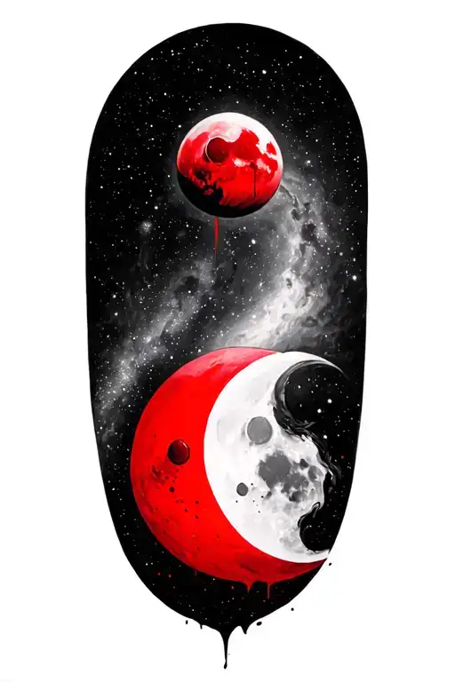 Blood Red Moon Surrounded By Galaxy