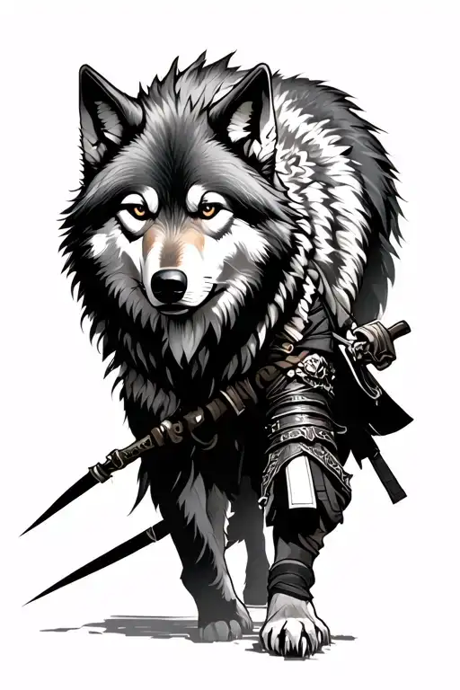 Ronin Walking With A Wolf