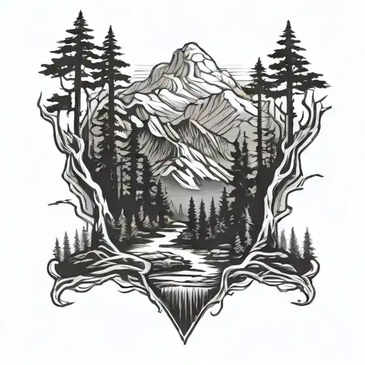 Forest With Mountains