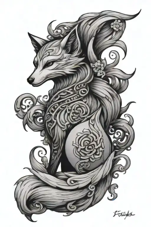 9 Tailed Fox Goddess Tattooed