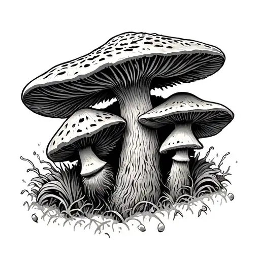 Bigfoot Hiding Behind Morel Mushroom