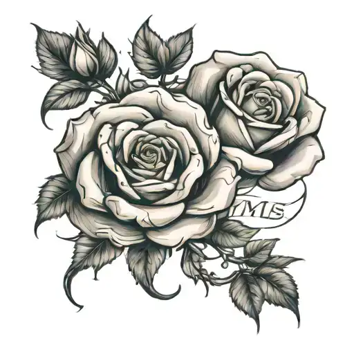 Rose Intertwined With Names Written