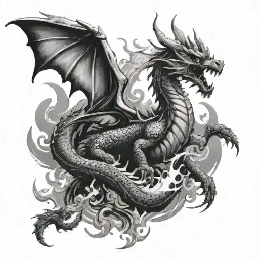 Dragon And Fire Flames