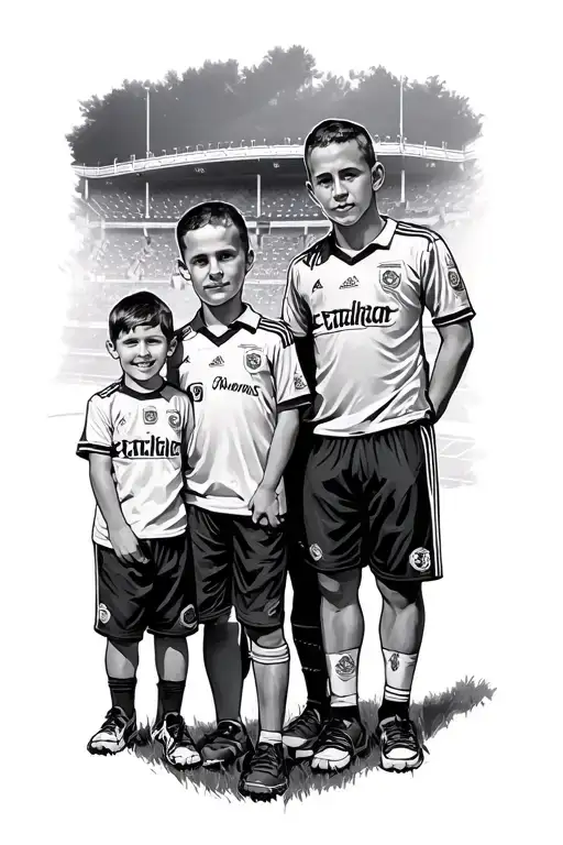 Father And Sons At Ibrox Stadium