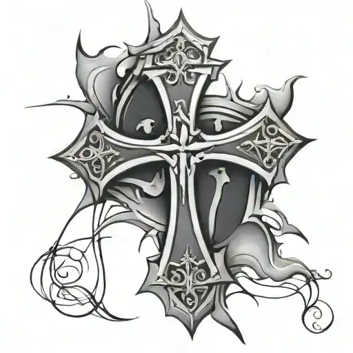 Plain Christian Cross Broken Into 4 Quadrants