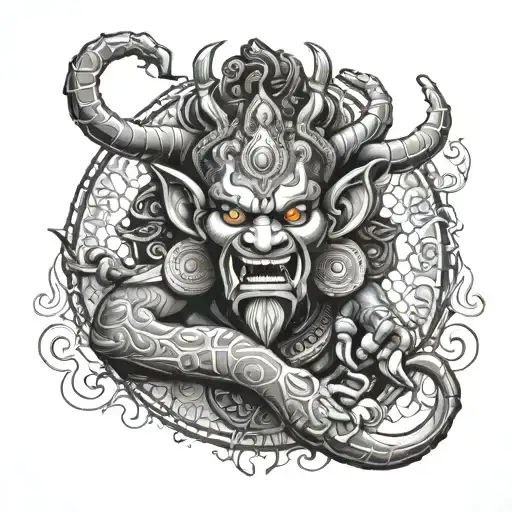 Hindu Asur Demon Tatto Mythological Characters