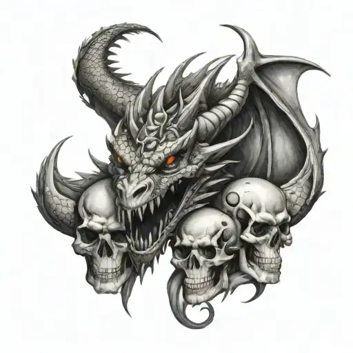 Dragon And Skulls