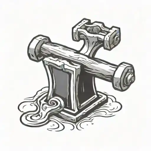 Minimalist Black And White Anvil Tattoo In Old School Style With Thick Outline