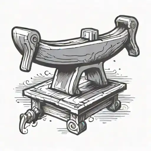 2D Minimalist Black And White Anvil Tattoo In Old School Style With Thick Outline