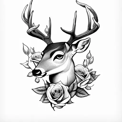 Deer With Roses Underneath