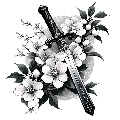 Samurai Sword With Cherry Blossom